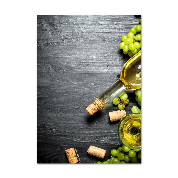 Cuadro de cristal moderno efecto brillo vertical Uvas y vino