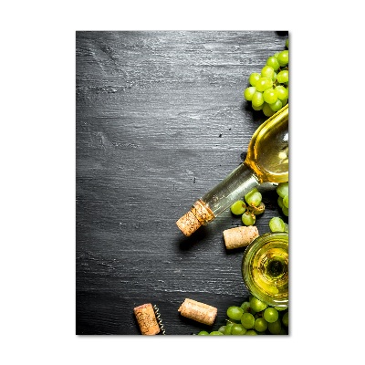 Cuadro de cristal moderno efecto brillo vertical Uvas y vino