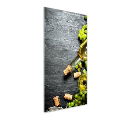 Cuadro de cristal moderno efecto brillo vertical Uvas y vino