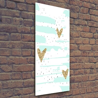 Cuadro de cristal moderno efecto brillo vertical Corazones y manchas