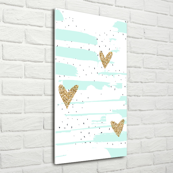 Cuadro de cristal moderno efecto brillo vertical Corazones y manchas