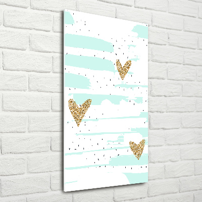 Cuadro de cristal moderno efecto brillo vertical Corazones y manchas