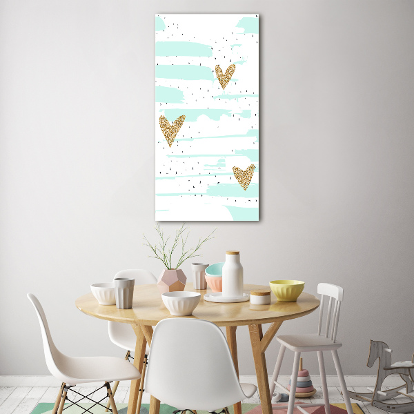 Cuadro de cristal moderno efecto brillo vertical Corazones y manchas