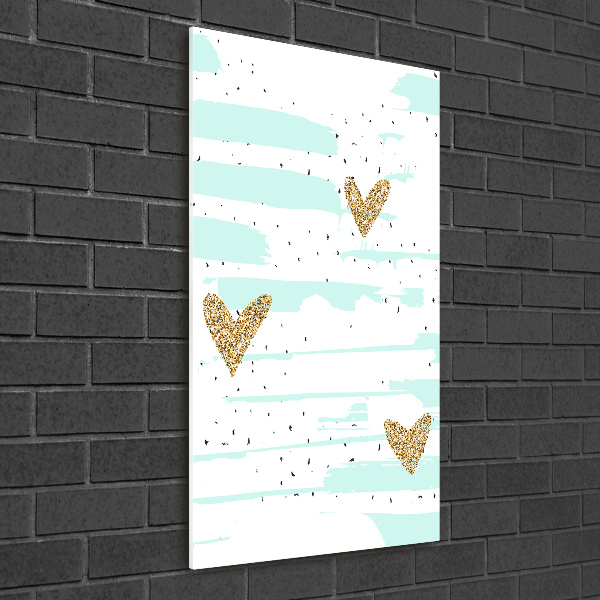 Cuadro de cristal moderno efecto brillo vertical Corazones y manchas