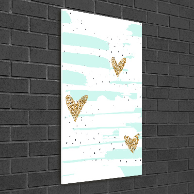 Cuadro de cristal moderno efecto brillo vertical Corazones y manchas