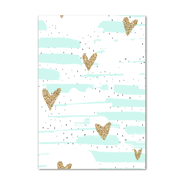 Cuadro de cristal moderno efecto brillo vertical Corazones y manchas