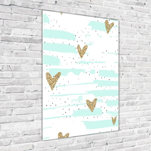 Cuadro de cristal moderno efecto brillo vertical Corazones y manchas