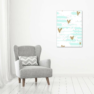 Cuadro de cristal moderno efecto brillo vertical Corazones y manchas