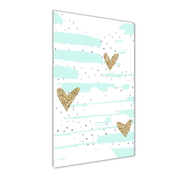 Cuadro de cristal moderno efecto brillo vertical Corazones y manchas