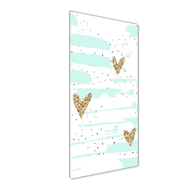 Cuadro de cristal moderno efecto brillo vertical Corazones y manchas