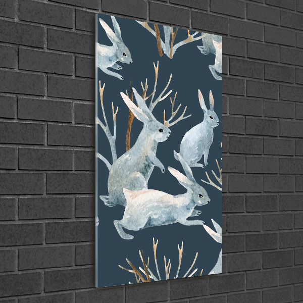 Cuadro de vidrio templado 4mm para pared vertical Conejos