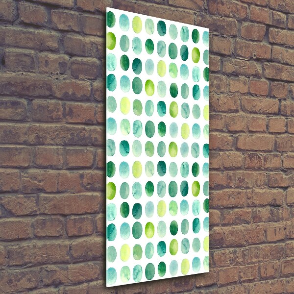 Cuadro de cristal moderno efecto brillo vertical Puntos verdes