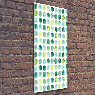 Cuadro de cristal moderno efecto brillo vertical Puntos verdes