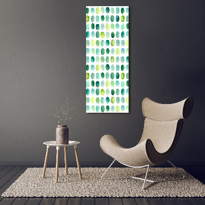 Cuadro de cristal moderno efecto brillo vertical Puntos verdes