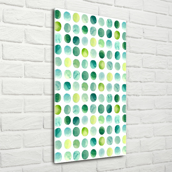 Cuadro de cristal moderno efecto brillo vertical Puntos verdes