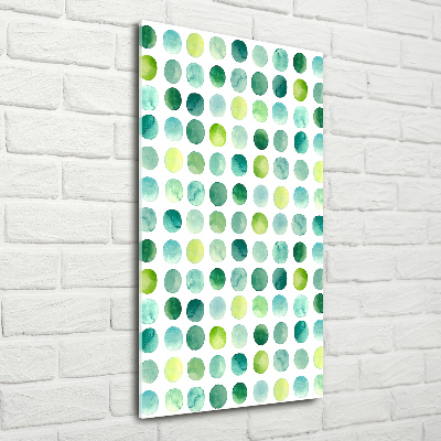 Cuadro de cristal moderno efecto brillo vertical Puntos verdes