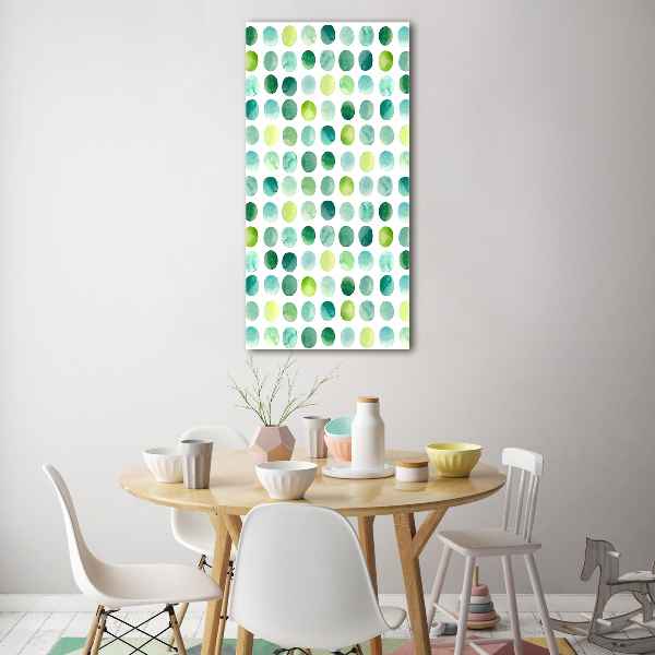 Cuadro de cristal moderno efecto brillo vertical Puntos verdes
