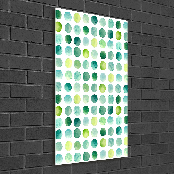 Cuadro de cristal moderno efecto brillo vertical Puntos verdes