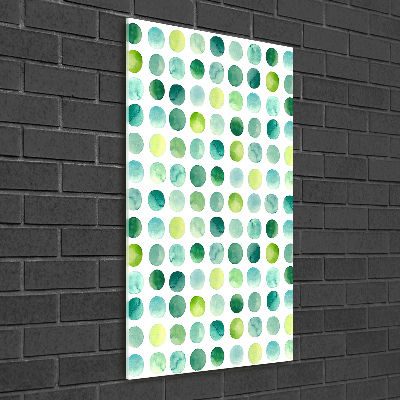 Cuadro de cristal moderno efecto brillo vertical Puntos verdes