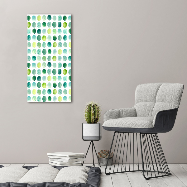 Cuadro de cristal moderno efecto brillo vertical Puntos verdes