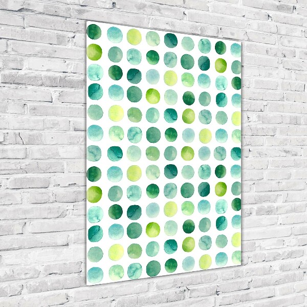 Cuadro de cristal moderno efecto brillo vertical Puntos verdes