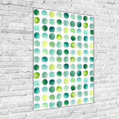 Cuadro de cristal moderno efecto brillo vertical Puntos verdes