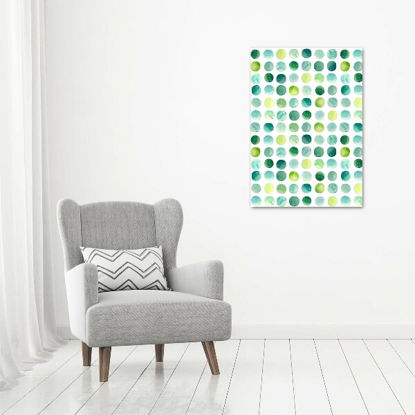 Cuadro de cristal moderno efecto brillo vertical Puntos verdes