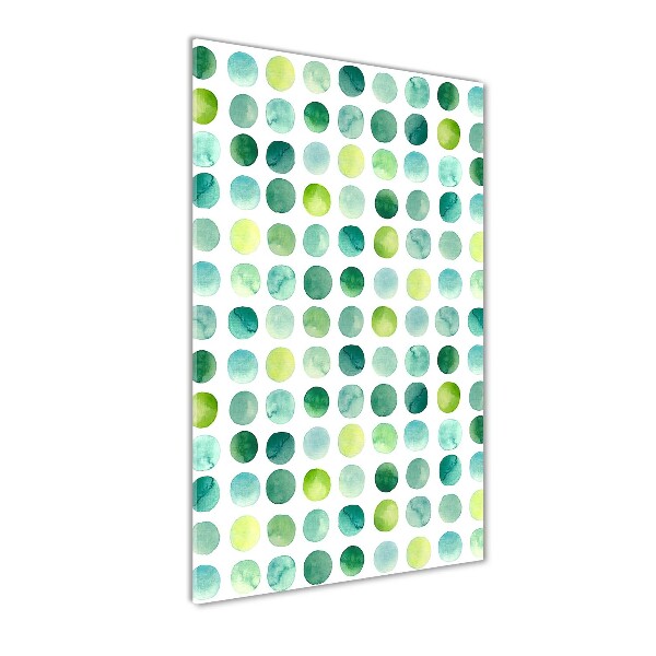 Cuadro de cristal moderno efecto brillo vertical Puntos verdes