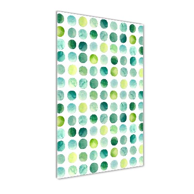 Cuadro de cristal moderno efecto brillo vertical Puntos verdes