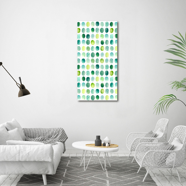 Cuadro de cristal moderno efecto brillo vertical Puntos verdes