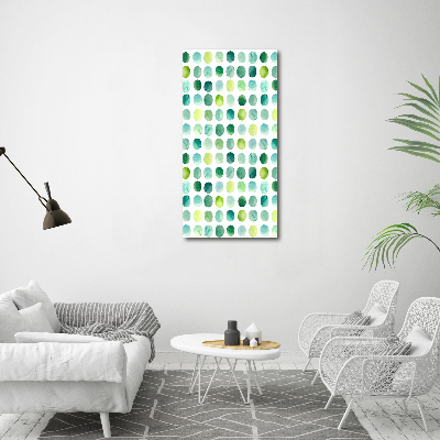 Cuadro de cristal moderno efecto brillo vertical Puntos verdes