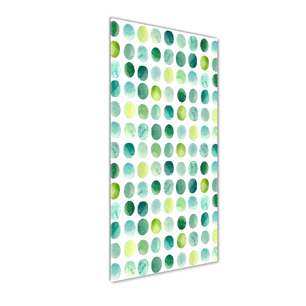 Cuadro de cristal moderno efecto brillo vertical Puntos verdes
