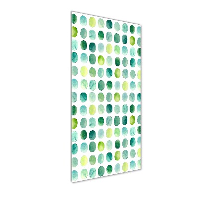 Cuadro de cristal moderno efecto brillo vertical Puntos verdes