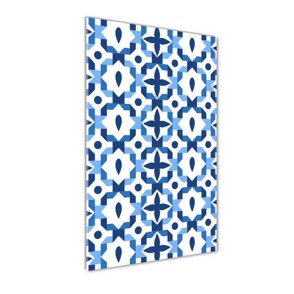 Cuadro decorativo en cristal con canto pulido vertical Fondo geométrico