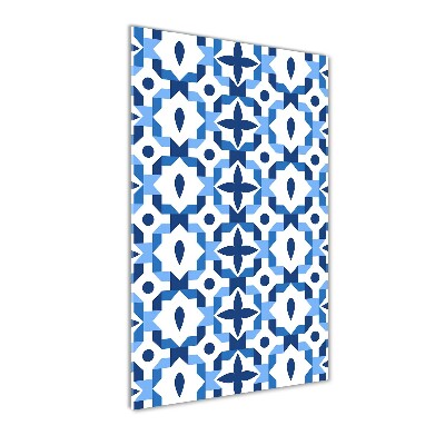 Cuadro decorativo en cristal con canto pulido vertical Fondo geométrico