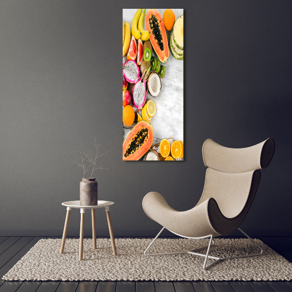Cuadro decorativo en cristal con canto pulido vertical Fruta