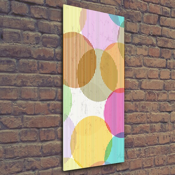 Cuadro de cristal moderno efecto brillo vertical Círculos de colores