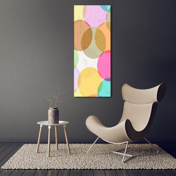 Cuadro de cristal moderno efecto brillo vertical Círculos de colores