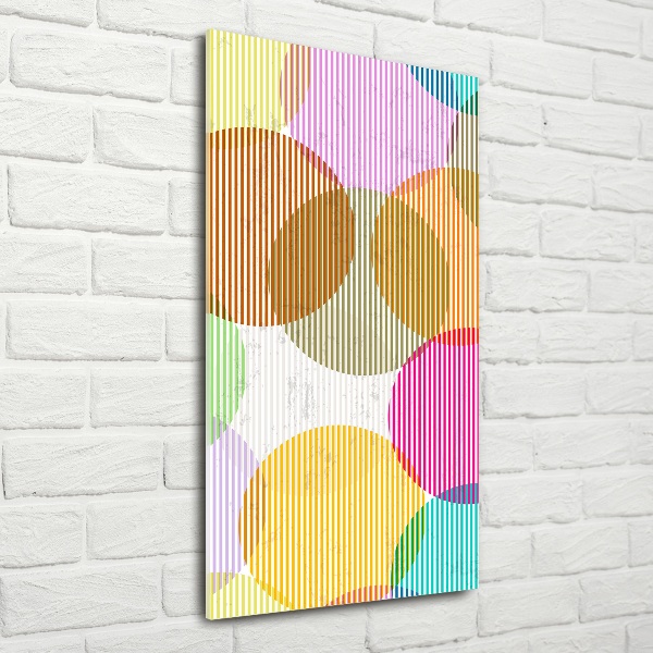 Cuadro de cristal moderno efecto brillo vertical Círculos de colores