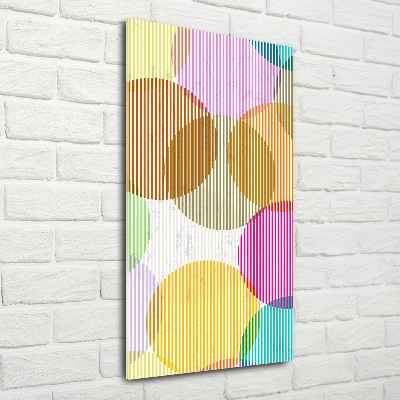 Cuadro de cristal moderno efecto brillo vertical Círculos de colores