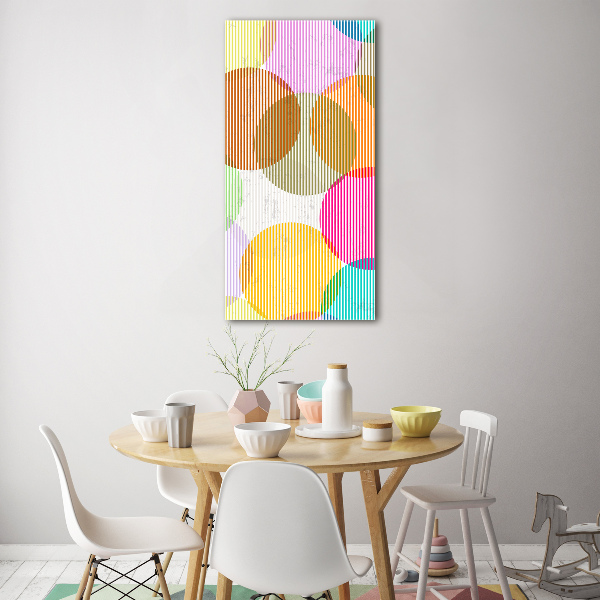 Cuadro de cristal moderno efecto brillo vertical Círculos de colores