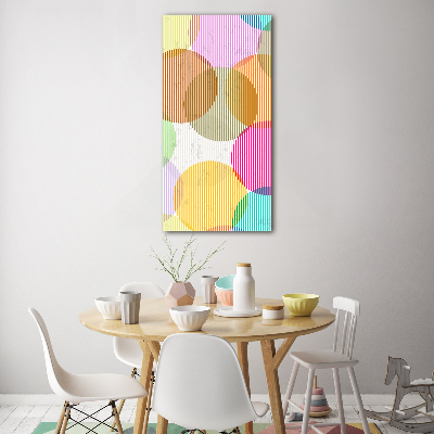 Cuadro de cristal moderno efecto brillo vertical Círculos de colores