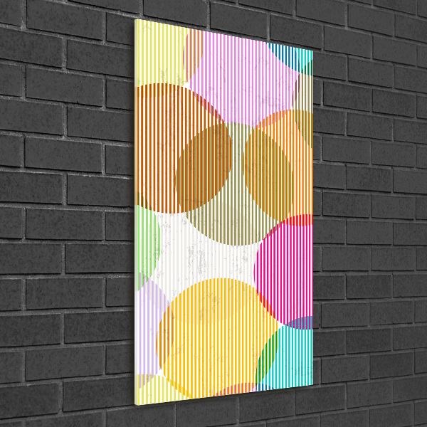 Cuadro de cristal moderno efecto brillo vertical Círculos de colores