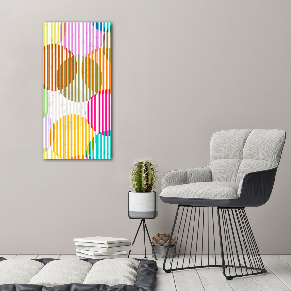 Cuadro de cristal moderno efecto brillo vertical Círculos de colores