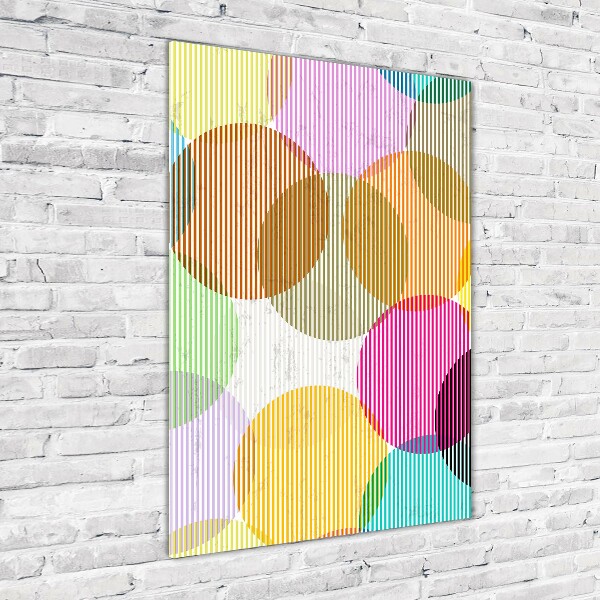 Cuadro de cristal moderno efecto brillo vertical Círculos de colores