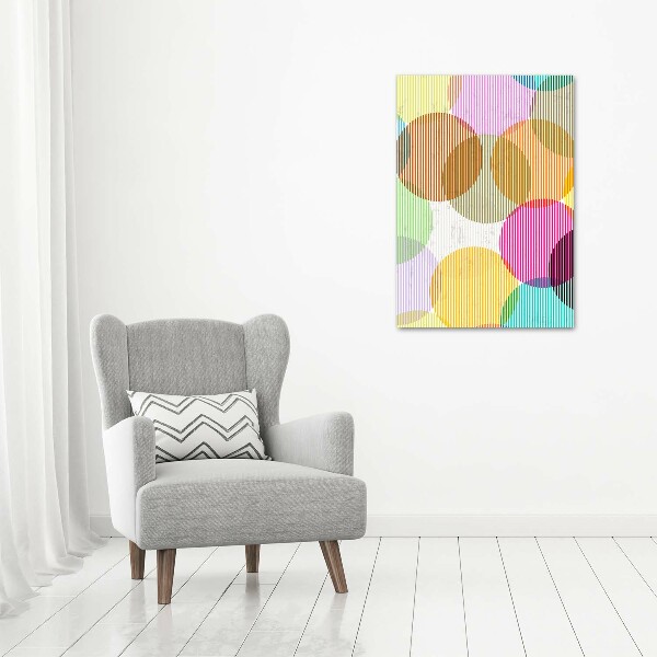 Cuadro de cristal moderno efecto brillo vertical Círculos de colores
