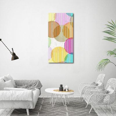 Cuadro de cristal moderno efecto brillo vertical Círculos de colores