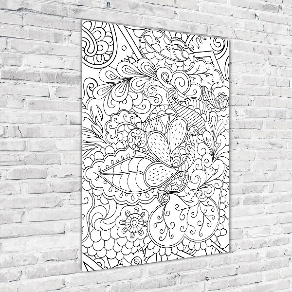 Cuadro de vidrio templado 4mm para pared vertical Fondo de zentangle