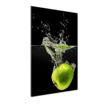 Fotocuadro de cristal elegante para hogar vertical manzanas verdes