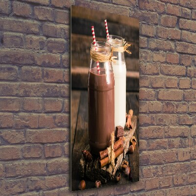 Cuadro de cristal moderno efecto brillo vertical Batidos de leche